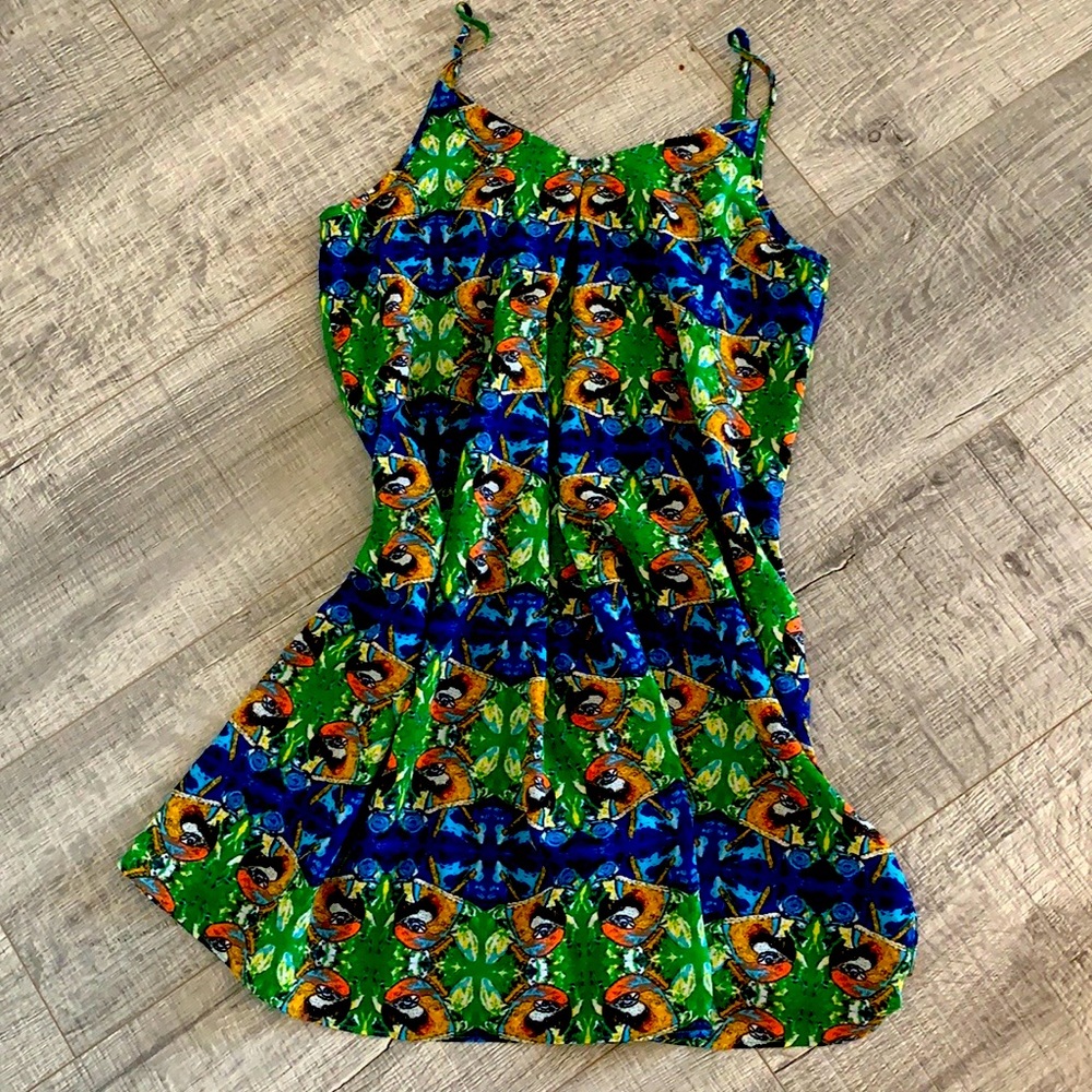 Exotic parrot mini dress